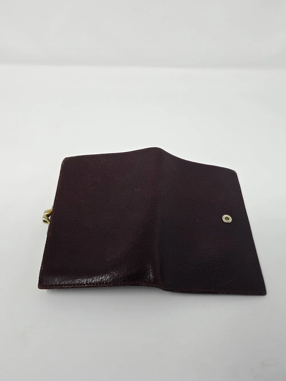 Vintage Gucci Dark Burgundy Leather Bifold Wallet with Gold Hardware